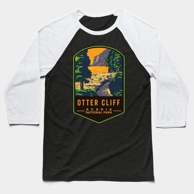 Otter Cliff Acadia National Park Baseball T-Shirt by JordanHolmes